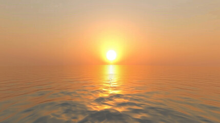 serene sunset over calm water, with warm orange and yellow hues reflecting on surface. tranquil scene evokes sense of peace and beauty