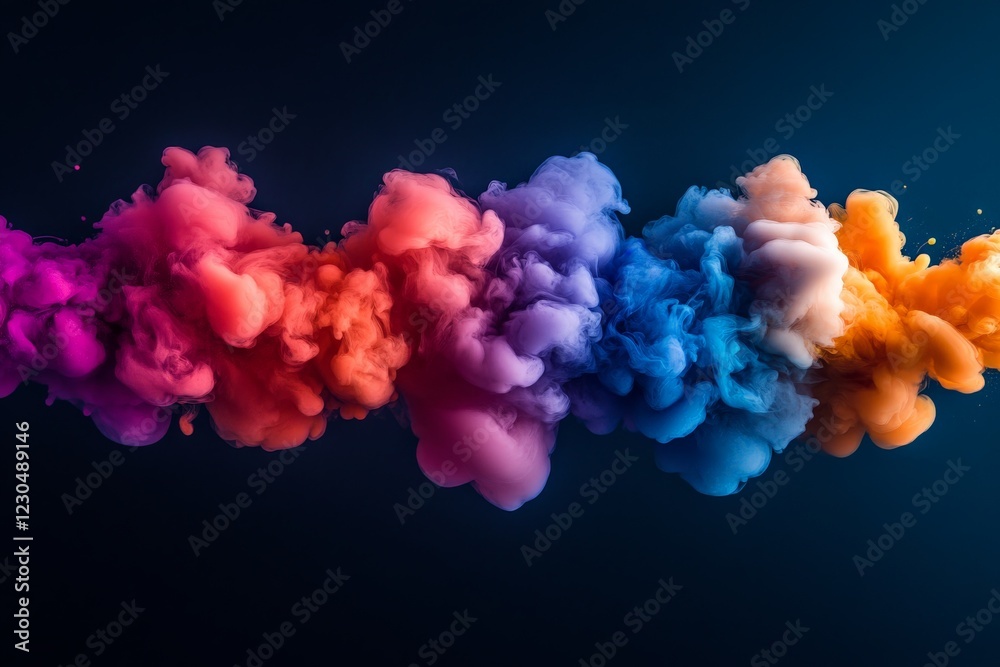 Poster colorful smoke swirls create a vibrant abstract display in dark background