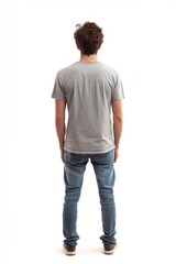 back view of a casual man in jeans and sneakers, generative AI