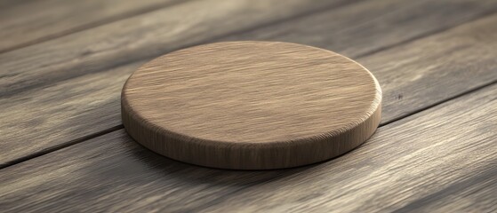 Wooden Round Display Stand on Dark Wood Background