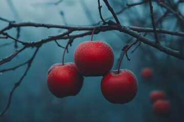 Misty Apple Orchard in Autumn