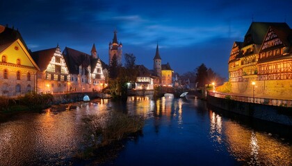 Fototapeta premium night view of the town country