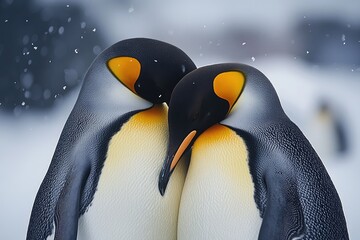 A study of a penguin's huddle behavior in the cold, highlighting thermal efficiency and the survival strategies of these birds in extreme environments