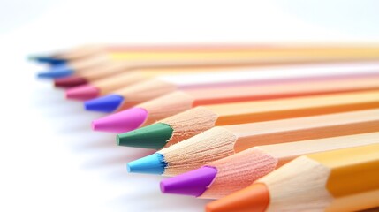 Obraz premium Vibrant Colored Pencils Closeup Row Art Supplies