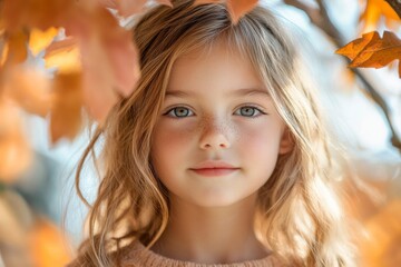 Fototapeta premium Young Girl in Autumn Foliage