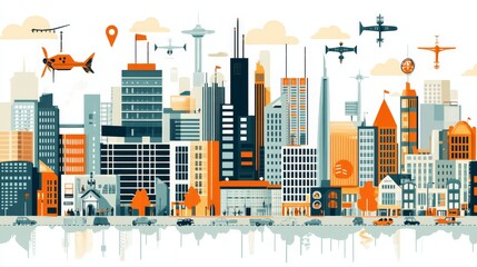 city scape and network connection concept