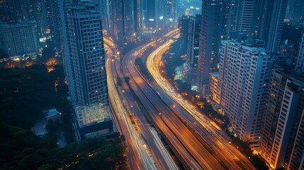 Fototapeta premium Smart city and abstract polygon pattern connection with speed line light, big data connection technology concept .