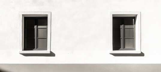 Fototapeta premium Two Windows on a White Wall