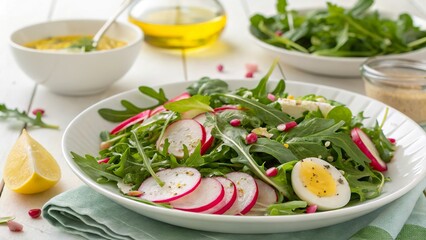 Refreshing easter salad featuring arugula and radishes, perfect for spring gatherings and celebrations with vibrant ingredients