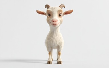 Cute cartoon goat, studio shot, white background, children's book illustration (1)