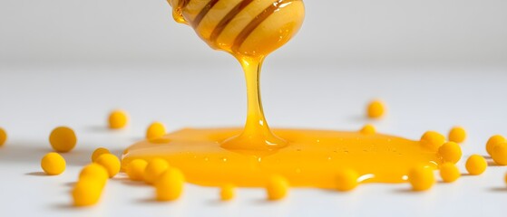 Honey Drizzling on Turmeric Capsules, Golden Wellness