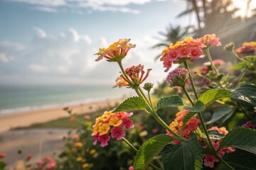 Vibrant Lantana Blooms: Summer Double Exposure Photography