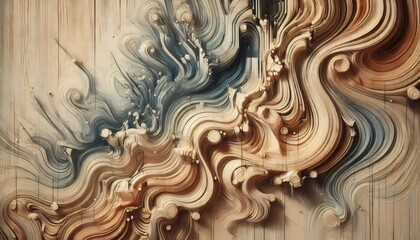 Abstract wooden texture background featuring artistic and surreal wood grain patterns with fluid, organic lines