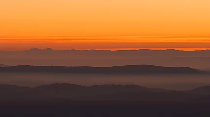 Selbstklebende Fototapeten Majestic Sunset Over Layered Mountains Landscape © RABBI