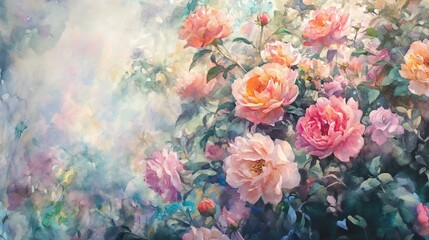 Watercolor Roses: A Delicate Pastel Garden Bloom