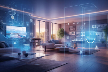 Controllers with holographic controllers for communicating with modern home.