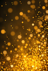 Background with golden glitter falling particles. Beautiful holiday background template for premium design. Falling gold particle with magic light , with white tonespng