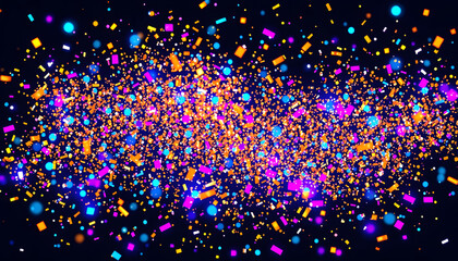 celebration confetti and glitter exploding in vibrant colors, shiny and sparkles, blue gold and purple tones , with white tonespng