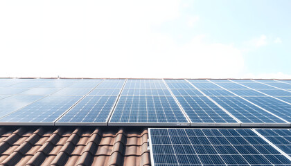 Close-Up Solar Panels on Roof of Building , with white tonespng