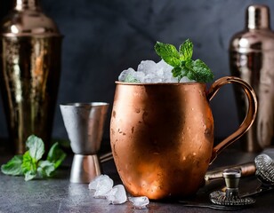 Moscow mule in copper cup