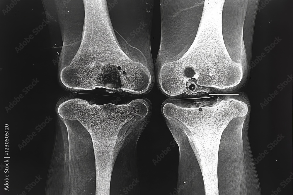 Aufkleber x-ray image of human knees showing joint structure and possible abnormalities in a medical setting