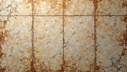 Weathered marble tile with intricate scratches and fading patterns , worn, deterioration