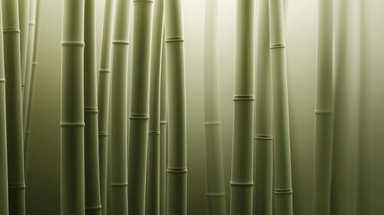 Close-up of a group of tall bamboo stalks. the stalks are arranged in a vertical line, with the tallest one in the center and the shorter ones on either side.