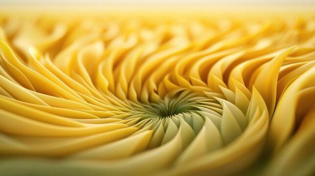 Close-up of a yellow flower with a spiral pattern. the petals of the flower are arranged in a way that creates a sense of depth and dimension.