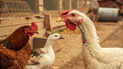 Vintage Farm Poultry: Turkey, Chicken, Rooster, Duck & Goose Illustration