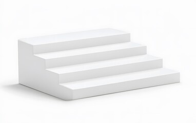 3D Render White Staircase Steps Minimalist Product Display Stand