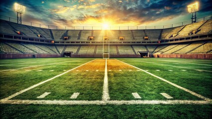 Obraz premium Vintage Football Field: 56 Yard Line, Grainy Photo, Retro Sports, Nostalgia