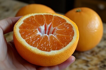 Juicy Orange Halves in Hand