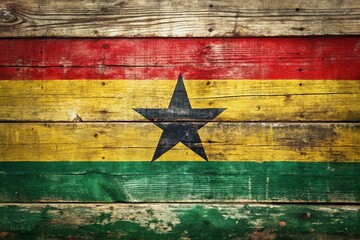 Vintage Grunge Ghana Flag on Weathered Wood: National Pride Background