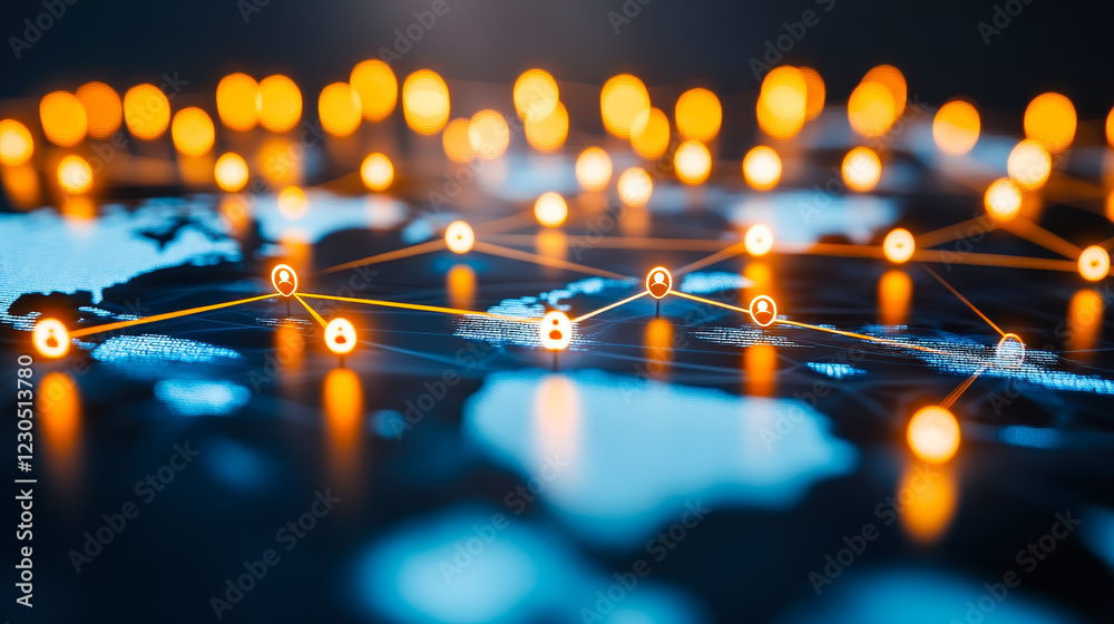 Aufkleber digital connections illustrate the global network of information and technology in a vibrant display