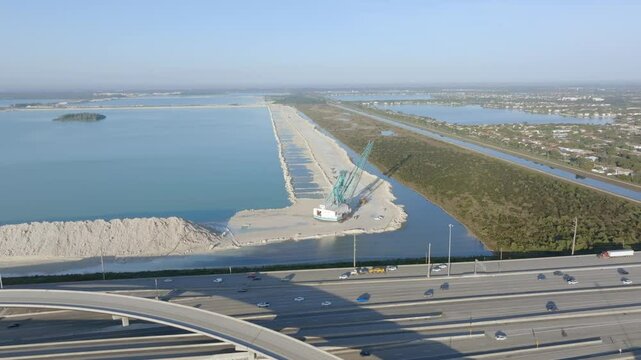 Aerial video White Rock Quarries Marion 8200 dragline excavator