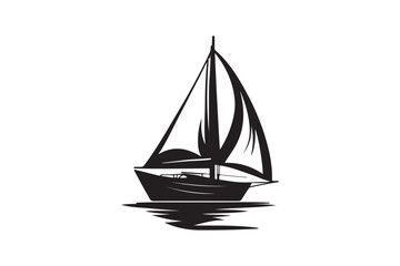 Minimalist Sailing Boat Artwork Black and White Marine Design