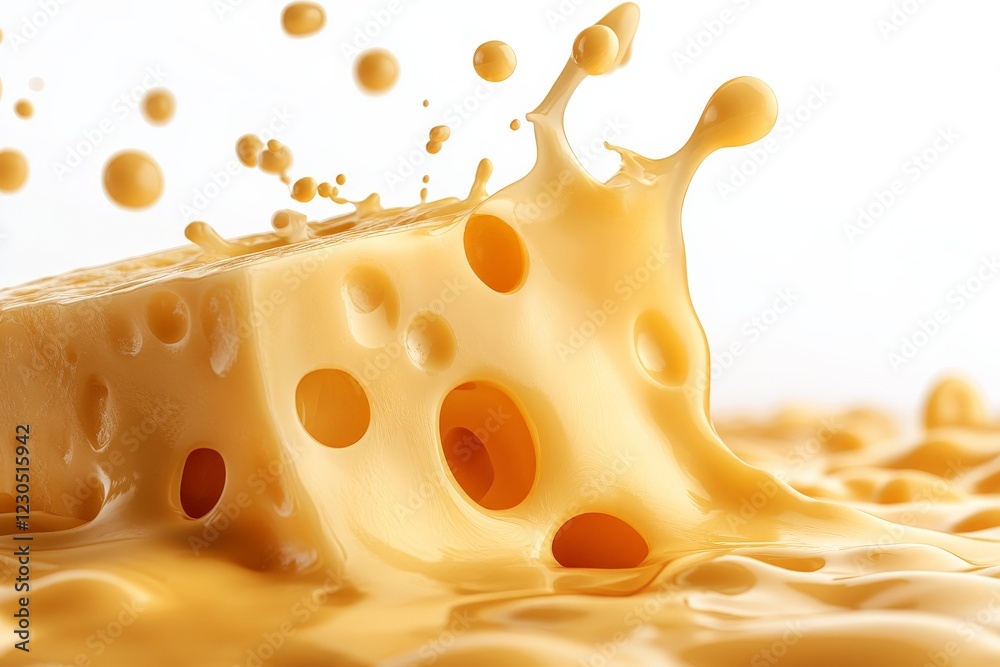 Poster Cheese splashing out of a container creating a vibrant and appetizing display