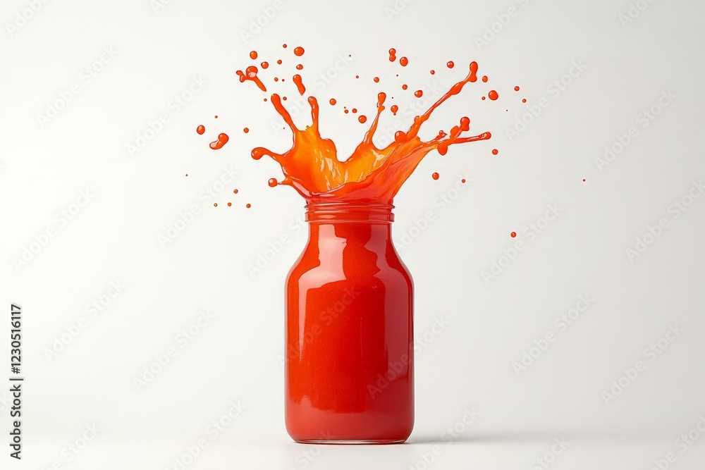 Poster vibrant orange liquid splashes from jar creating dynamic and energetic visual appeal