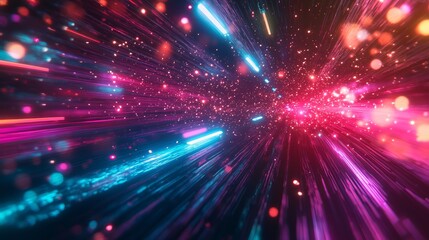 Obraz premium Hyperspace Jump with Red and Blue Energy Beams - made with Generative AI