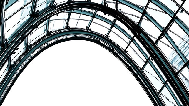 Arched glass ceiling with white sky background - Powered by Adobe