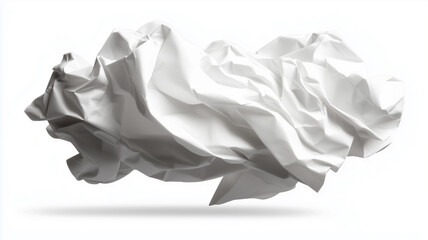 Crumpled White Office Paper Isolated on White Background

