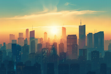 Fototapeta premium Cityscape Sunrise