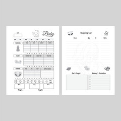 Vector illustration of baby daily log book