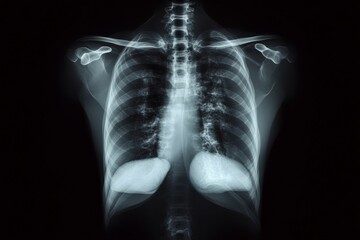 Detailed X-ray showing thoracic cavity and lung structure in a medical examination