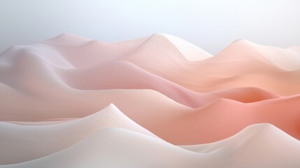 Abstract digital art piece that appears to be a landscape of wavy lines in different shades of pink and white. the lines are arranged in a wave-like pattern, creating a sense of movement and depth.