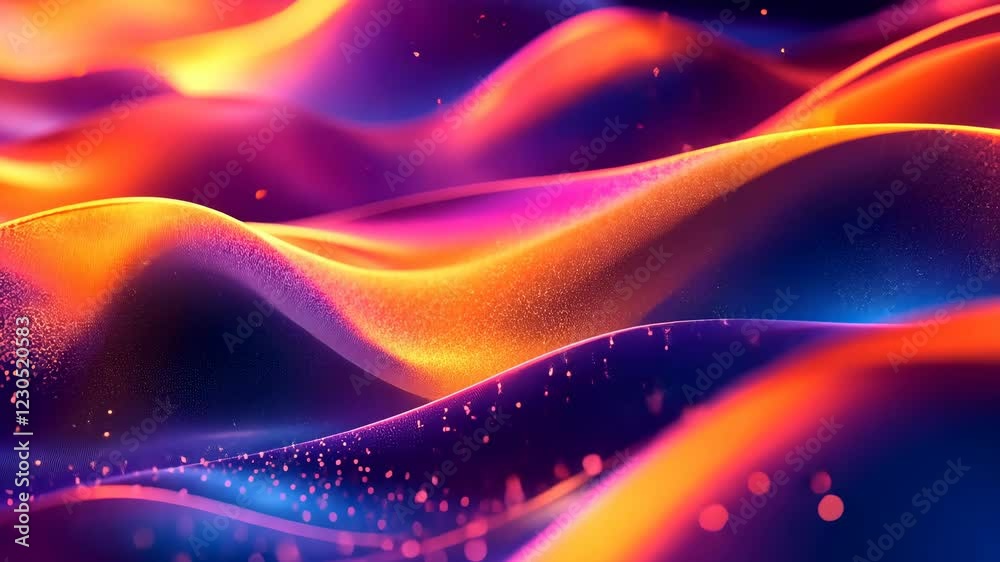 Aufkleber Experience a mesmerizing video showcasing abstract, digital artwork with vibrant and dynamic wavy lines that exude energy and movement. The colorful and saturated tones create a visually captivating