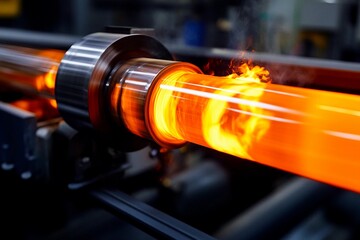 Obraz premium Creating molten glass in a high-heat furnace at a glassblowing workshop