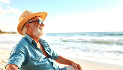 Senior Couple Enjoying Beach Holiday , with white tonespng