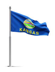Flag of Kansas isolated on white background. U.S. state. 3d-rendering