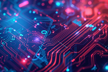 Obraz premium Abstract Circuitry with Neon Lights